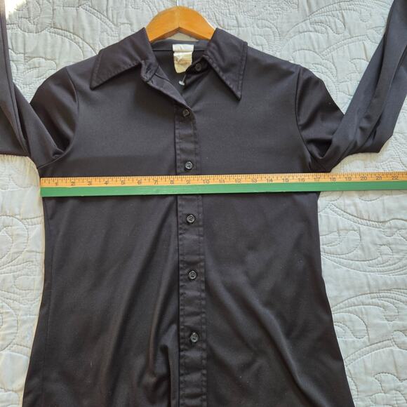 Vintage Aileen Woman's Black Button Up Dressy Shirt Size 10 - Picture 4 of 6